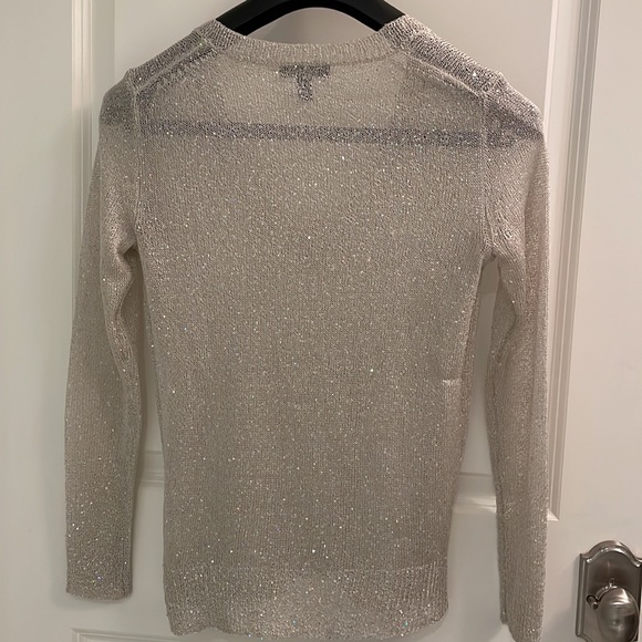 J Crew sparkly V-neck sheer knit sweater XS - Picture 6 of 16